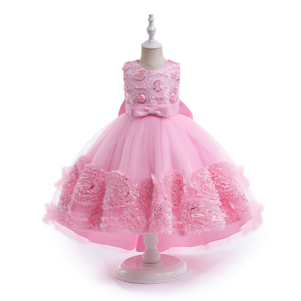 Spaghetti Straps Little Wedding Guest Tulle Unique A-line Flower Girl Dresses With Flower, FGS0043