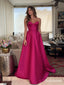Fuchsia Satin Strapless Sweetheart A-Line Gown With Structured Corset Bodice & Simple Flowy Skirt, PD13878