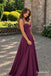 Plum Chiffon Wide Strap Sweetheart A-Line Gown With Twisted Ruched Bodice & Flowy Full Skirt, PD13882