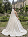 White Heavy Satin Strapless Ruched Bodice Ball Gown Wedding Dress With Dramatic Bow & Sweep Train,SFWD0114