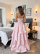 Blush Pink Strapless Straight Neck Beaded Bodice High Low Satin Evening Dress,PD13853
