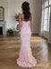 Blush Pink Strapless Sweetheart 3D Floral Applique Corset Bodice Mermaid Floor Length Evening Dress,PD13858