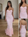 Blush Pink Strapless Sweetheart 3D Floral Applique Corset Bodice Mermaid Floor Length Evening Dress,PD13858