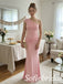 Dusty Pink Jersey One Shoulder Ruched Bodice Floor Length Mermaid Bridesmaid Dress, SFWG00720