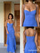 Cornflower Blue Chiffon Spaghetti Strap Sweetheart Maxi Gown With Fitted Bodice & Asymmetrical Tiered Ruffle Skirt, PD13879