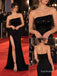 Black Jersey Strapless Sequin Bodice Mermaid Gown With High Side Slit, PD13871