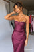 Deep Purple Strapless Beaded Satin Mermaid Dress, Sweetheart Floor Length Formal Gown,PD13900