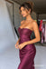 Deep Purple Strapless Beaded Satin Mermaid Dress, Sweetheart Floor Length Formal Gown,PD13900