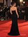 Black Jersey Strapless Sequin Bodice Mermaid Gown With High Side Slit, PD13871