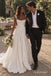 White Mikado Satin Thick Strap Cowl Neck Draped Corset Bodice Flowy A-Line Skirt Floor Length Wedding Dress, SFWD0099