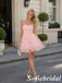 Sweet Blush Tulle Spaghetti Strap Ruffled Tiered Mini Homecoming Dress, HD0365