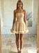 Nude Tulle Strapless A-Line Homecoming Dress with Floral Trim, HD0324