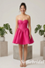 Strapless Hot Pink Satin Corset Short A-Line Homecoming Dress, HD0327