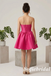 Strapless Hot Pink Satin Corset Short A-Line Homecoming Dress, HD0327