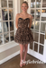 Strapless Leopard Print Chiffon Tiered Short A-Line Homecoming Dress, HD0330