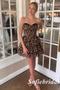 Strapless Leopard Print Chiffon Tiered Short A-Line Homecoming Dress, HD0330
