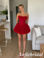 Short Red Homecoming Dress With 3D Floral Corset And Tulle, HD0332