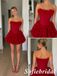 Short Red Homecoming Dress With 3D Floral Corset And Tulle, HD0332