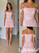 Pink Floral Print Off Shoulder Bow Detail Flare Homecoming Dress, HD0349