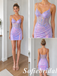 Shiny Iridescent Sequin Corset Spaghetti Strap Mini Homecoming Dress, HD0357