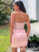 Pink Glitter Strapless Corset Homecoming Dress, Ruched Satin Mini Cocktail Dress for Party, HD0322