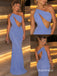 Light Blue Halter Sparkle Mermaid Gown, Cutout Draped Formal Prom Dress, PD13945