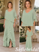 Sage Green Chiffon V-Neck Layered Mother of the Bride Dress, SFM017