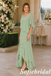 Sage Green Chiffon V-Neck Layered Mother of the Bride Dress, SFM017