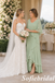 Sage Green Chiffon V-Neck Layered Mother of the Bride Dress, SFM017