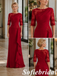 Elegant Red Chiffon Beaded Mother of the Groom Formal Gown, SFM018