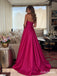 Fuchsia Satin Strapless Sweetheart A-Line Gown With Structured Corset Bodice & Simple Flowy Skirt, PD13878