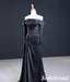 Sexy Black Soft Satin Off Shoulder Long Sleeves Mermaid Long Dress Prom Dress With Beading, PD01118