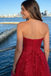 Red Strapless Embroidered Tulle A-Line Prom Dress, PD01201