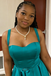 Teal Satin Spaghetti Straps A-Line Maxi Prom Dress, PD01205