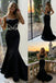 Elegant Black Satin Mermaid Prom Dress with Rhinestone Bow Belt, PD01208