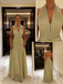 Sage Green Halter Chiffon Maxi Dress Flowy Elegant Formal Evening Gown, PD01216