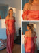 Coral Satin Off the Shoulder Mermaid Maxi Dress - Formal Cocktail & Gala Gown, PD01221