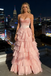 Blush Pink Strapless Ruffle Tiered Ball Gown with Corset Bodice for Prom & Formal Events, PD01227