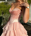 Blush Pink Strapless Ruffle Tiered Ball Gown with Corset Bodice for Prom & Formal Events, PD01227