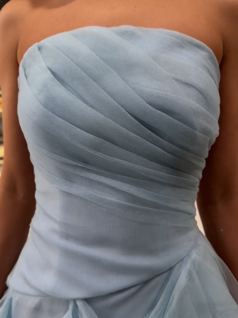 Sexy Strapless High Slit Ruffle A-Line Formal Gown | Wedding & Prom Dress, PD01229