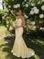 Bright Yellow Satin Strapless Corset Mermaid Formal Gown | Prom & Party Dress, PD01232