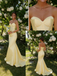 Bright Yellow Satin Strapless Corset Mermaid Formal Gown | Prom & Party Dress, PD01232