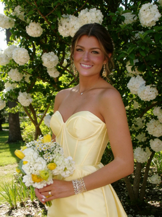 Bright Yellow Satin Strapless Corset Mermaid Formal Gown | Prom & Party Dress, PD01232