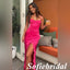 Sexy Soft Satin Spaghetti Straps Sleeveless Side Slit Mermaid Floor Length Prom Dress, PD01055