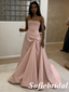 Strapless Satin Ball Gown with Train – Elegant Formal Evening Dress for Wedding & Prom, PD01251