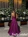 Magenta Purple Strapless Satin Gown with Gathered Skirt Glamorous Evening Party Dress, PD01252