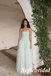 Mint Green Strapless Tulle Maxi Dress with Slit – Boho Bridesmaid & Prom Gown, PD01254