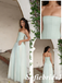 Mint Green Strapless Tulle Maxi Dress with Slit – Boho Bridesmaid & Prom Gown, PD01254