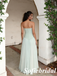 Mint Green Strapless Tulle Maxi Dress with Slit – Boho Bridesmaid & Prom Gown, PD01254