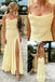 Pale Yellow Spaghetti Strap Backless Slit Mermaid Evening Gown for Formal Wedding Party, PD01255